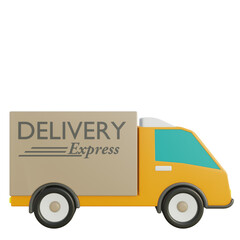 3D Car Truck Delivery Illustration Logistics icon with Transparent Background