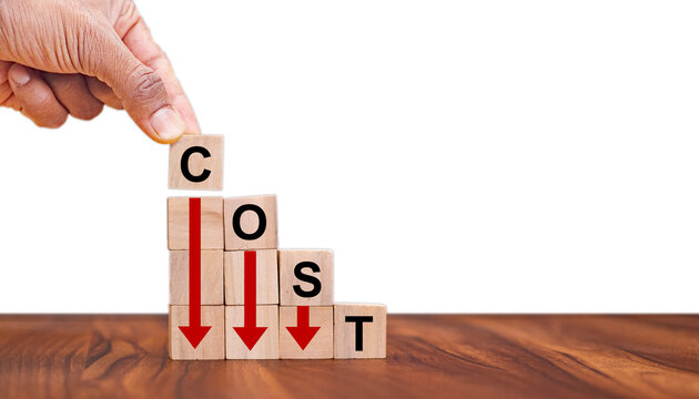 Lean cost thinking concept. Cost reduction concept. Business process improvement. Maximising productivity and quality, reducing time and cost. Cost cutting, lean process for surviving the recession