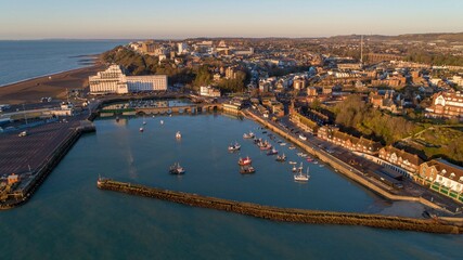 An aerial view of Folkestone Harbour