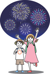 花火大会を訪れる子供の観光客