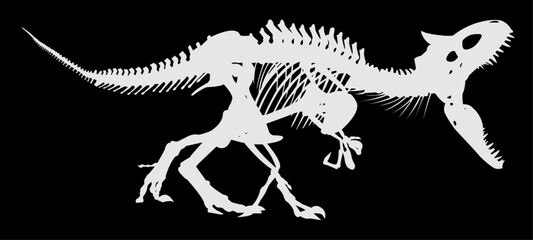 white dinosaur skeleton with open mouth - obrazy, fototapety, plakaty