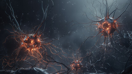 neuron cells, concept and illustration, ai generated