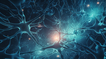 neuron cells, concept and illustration, ai generated