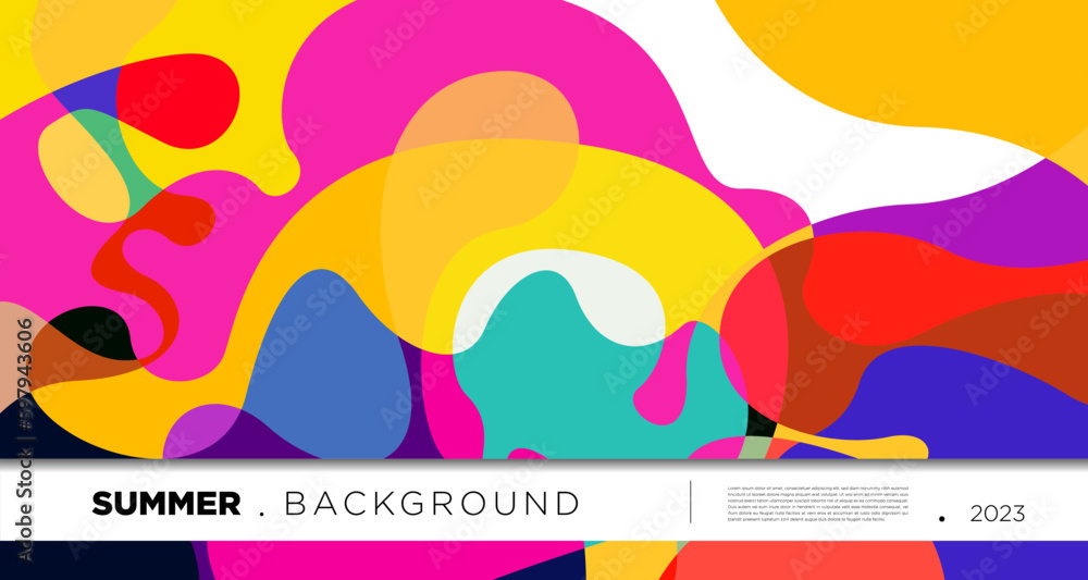 Poster vector colorful abstract fluid and geometric background for summer