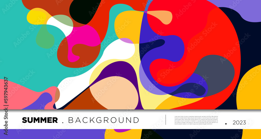 Poster vector colorful abstract fluid and geometric background for summer