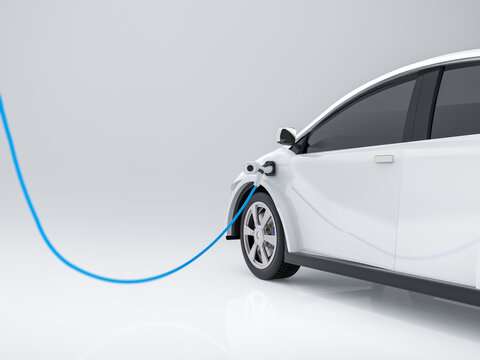 Ev car or electric vehicle charge battery plug in with recharging station
