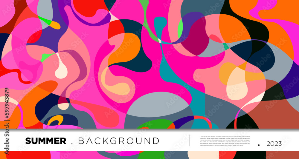 Poster vector colorful abstract fluid and geometric background for summer