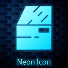 Glowing neon Car door icon isolated on brick wall background. Vector