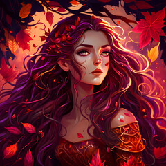 portrait of a woman with hair illustration generative AI