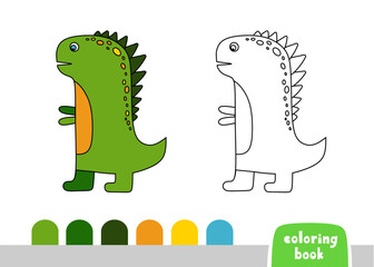 Cute Dinosaur Coloring Book for Kids Page for Books, Magazines, Vector Illustration Doodle Template
