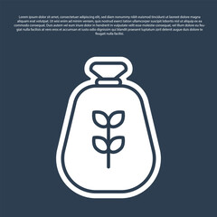 Blue line Bag of flour icon isolated on blue background. Vector
