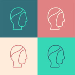 Pop art line Diving hood icon isolated on color background. Spearfishing hat winter swim hood. Diving underwater equipment. Vector