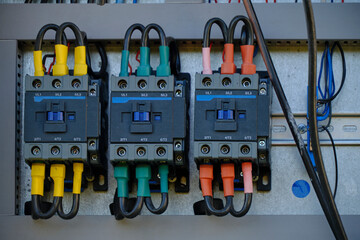 Electric switches with wires electrical panel.