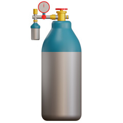 3D Oxygen tube Tank Illustration Medical icon with Transparent Background