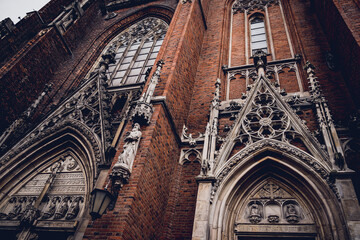 Architectural detail of the olds gothic cathedral in Europe 