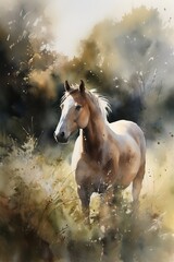 Naklejka na ściany i meble Watercolour painting of a horse
