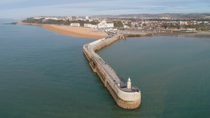 Folkestone Harbour Arm as viewed from the air.