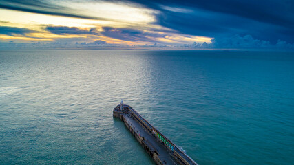 Folkestone's harbour Arm from the air.
