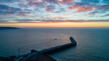 Folkestone's Harbour Arm at dawn.