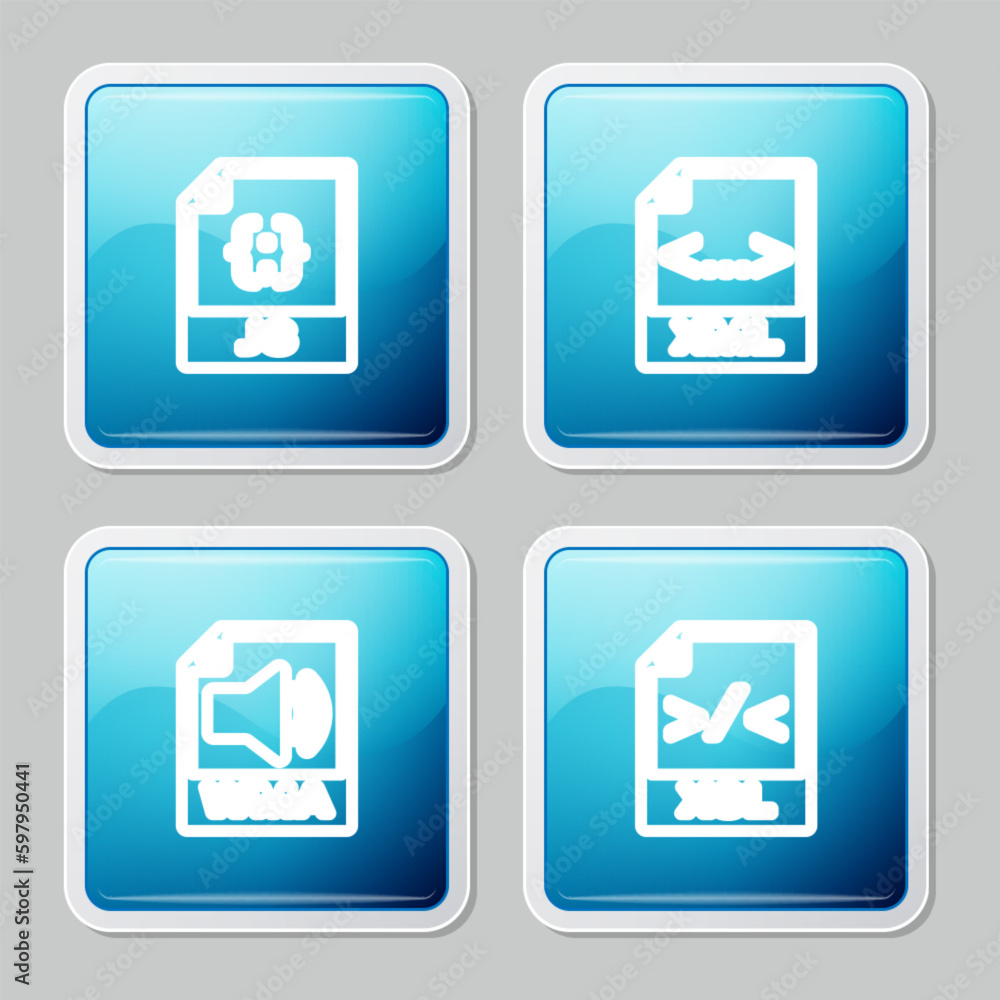 Leinwandbilder set line js file document, xml, wma and xsl icon. vector
