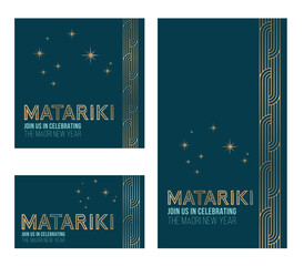 NZ Matariki Maori New Year Gold pattern - obrazy, fototapety, plakaty