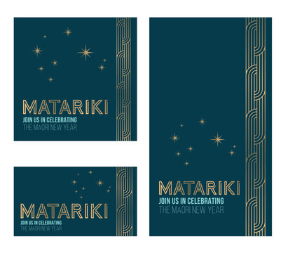 NZ Matariki Maori New Year Gold pattern