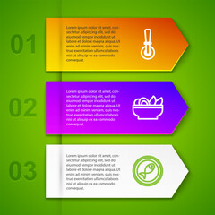 Set line Pizza knife, Nachos in plate and Served fish on. Business infographic template. Vector
