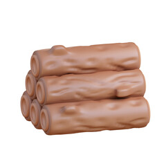 3d Illustration of pile of firewood