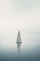 Fototapeta na wymiar Minimalist photography of a sailboat, japanesse minimalism, 8K generative ai
