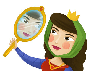 cartoon scene with queen or princess illustration artistic painting scene