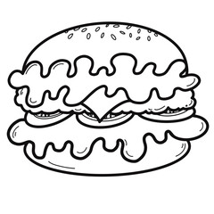 hand drawn illustration hamburger