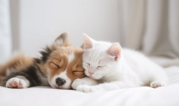 Cat and dog sleep together, Generative ai
