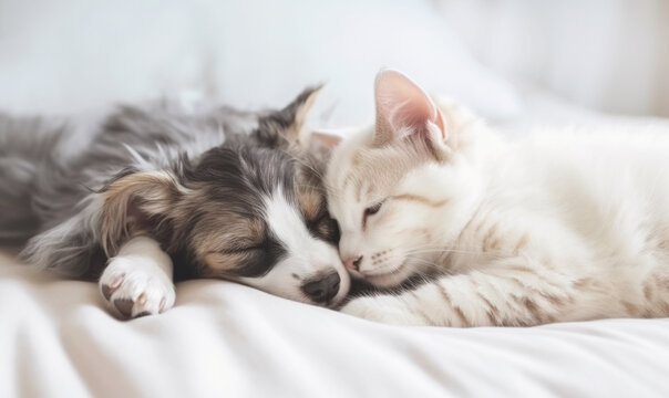 Cat and dog sleep together, Generative ai
