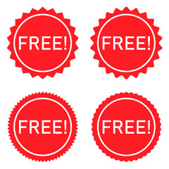 Set of Free web button sign, promotion design label icon, gratis business vector illustration
