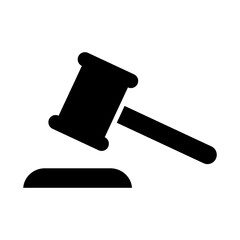 Judge hammer icon, law auction symbol, gavel justice sign vector illustration button