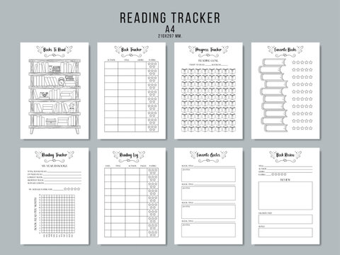 Reading tracker, book reading planner. Vector illustration