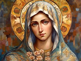 St. Mary the Virgin, the Mother of Jesus. Generative Ai. - obrazy, fototapety, plakaty