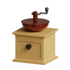 3d rendered manual coffee grinder on a table perfect for coffee shop design project