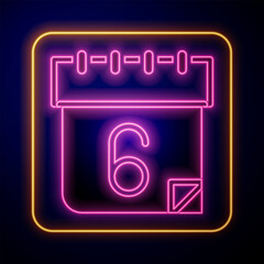 Glowing neon Calendar icon isolated on black background. Event reminder symbol. Vector