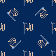Line Flag Italy icon isolated seamless pattern on blue background. Vector