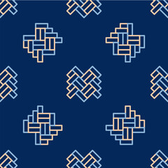 Fototapeta premium Line Parquet icon isolated seamless pattern on blue background. Vector