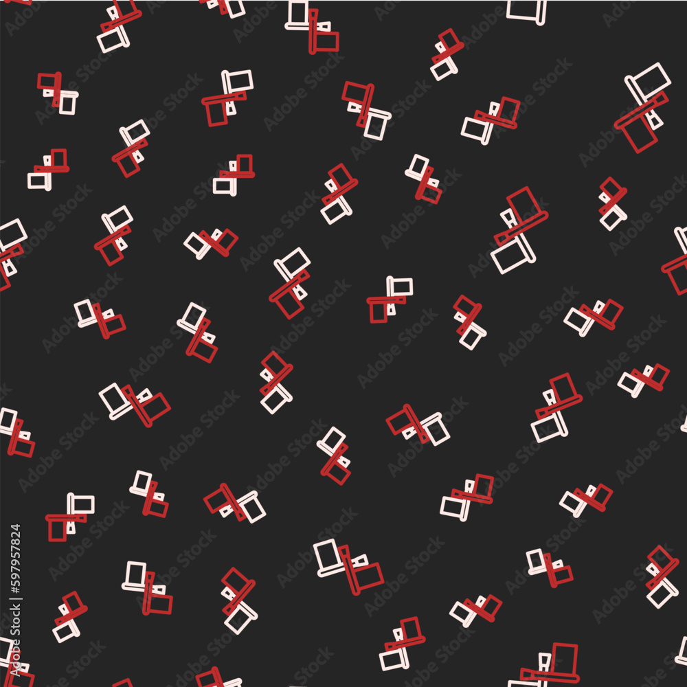 Poster line flag icon isolated seamless pattern on black background. location marker symbol. vector