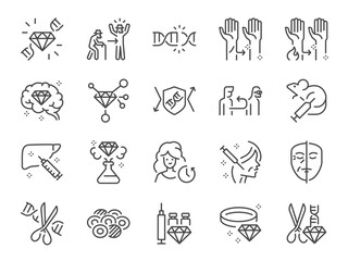 Red-Gems technology icon set. It included Rejuvenated, Rejuvenating, medical, genomic, Rejuvenate, and more icons.