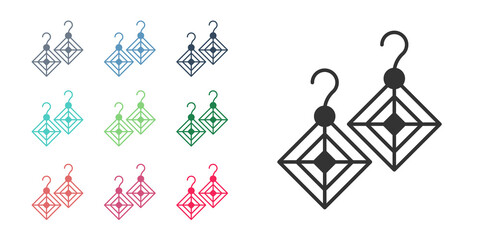 Black Earrings icon isolated on white background. Jewelry accessories. Set icons colorful. Vector