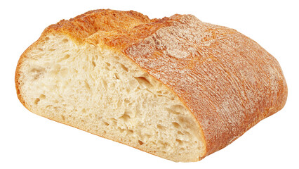 Ciabatta bread isolated on white background, full depth of field