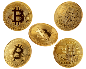 Bitcoin isolated on white background, full depth of field