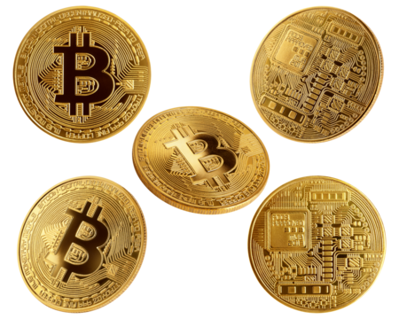 Bitcoin isolated on white background, full depth of field
