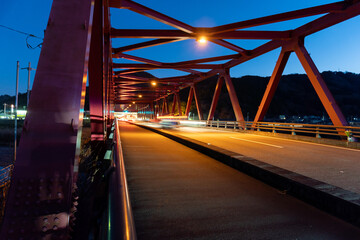 Fototapeta na wymiar Bridge at night in Japan