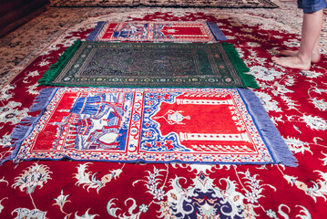 Prayer carpets in old mosque of Lipka Tatars community in Kruszyniany village, Poland