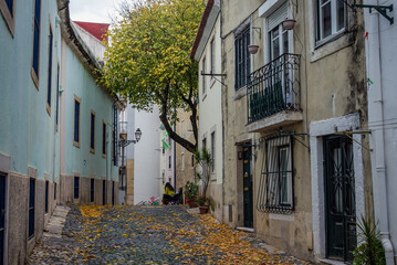 Buildings in Alfama area of Lisbon city, Portugal